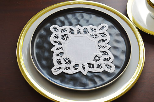 Square Battenburg Lace Doilies. 5"x5" Square. 12 pieces